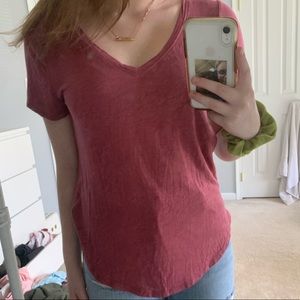 dark pink vneck soft tshirt